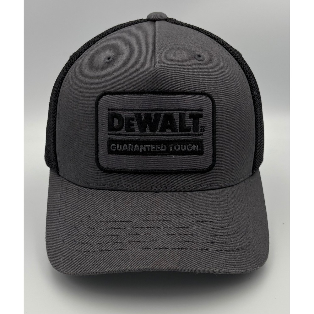 DeWalt Mens OSFA Trucker Hat Gray Black Patch Mesh Snapback